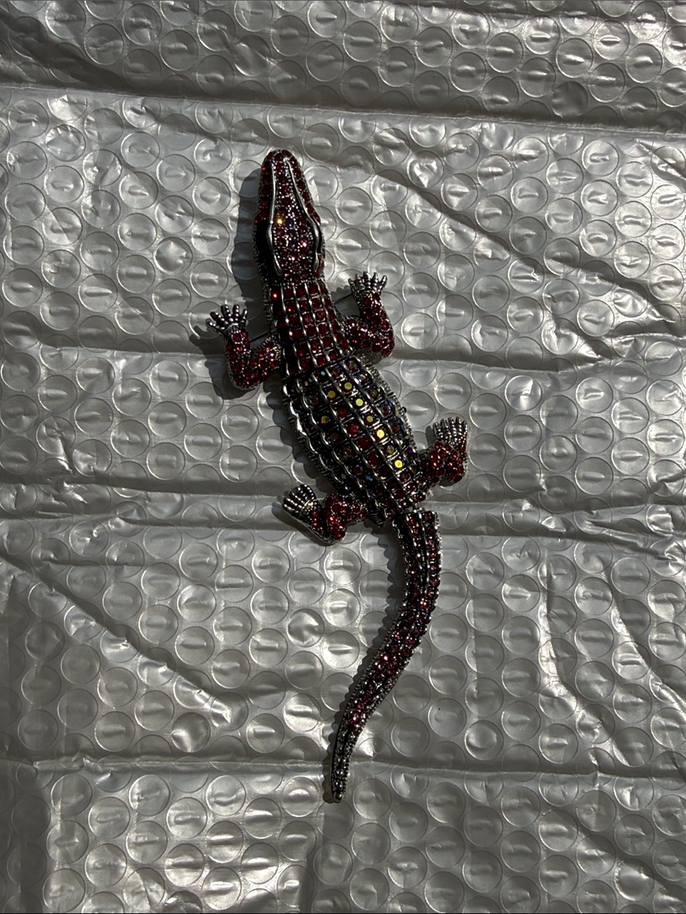 Decorative Rhinestone Style Alligator or Crocodile Reptile Brooch / Long Pendant